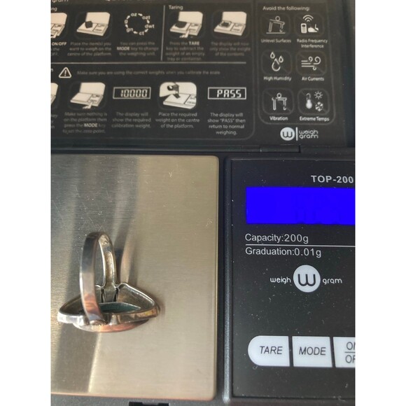 Vintage sterling silver green onyx marcasite Ring - Picture 7 of 7